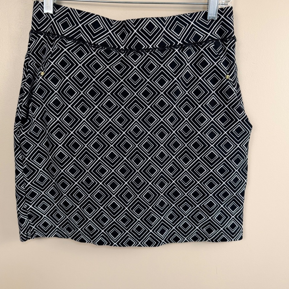 Jones New York Skort Womens S Black White Geometric Diamond Print Signature Golf